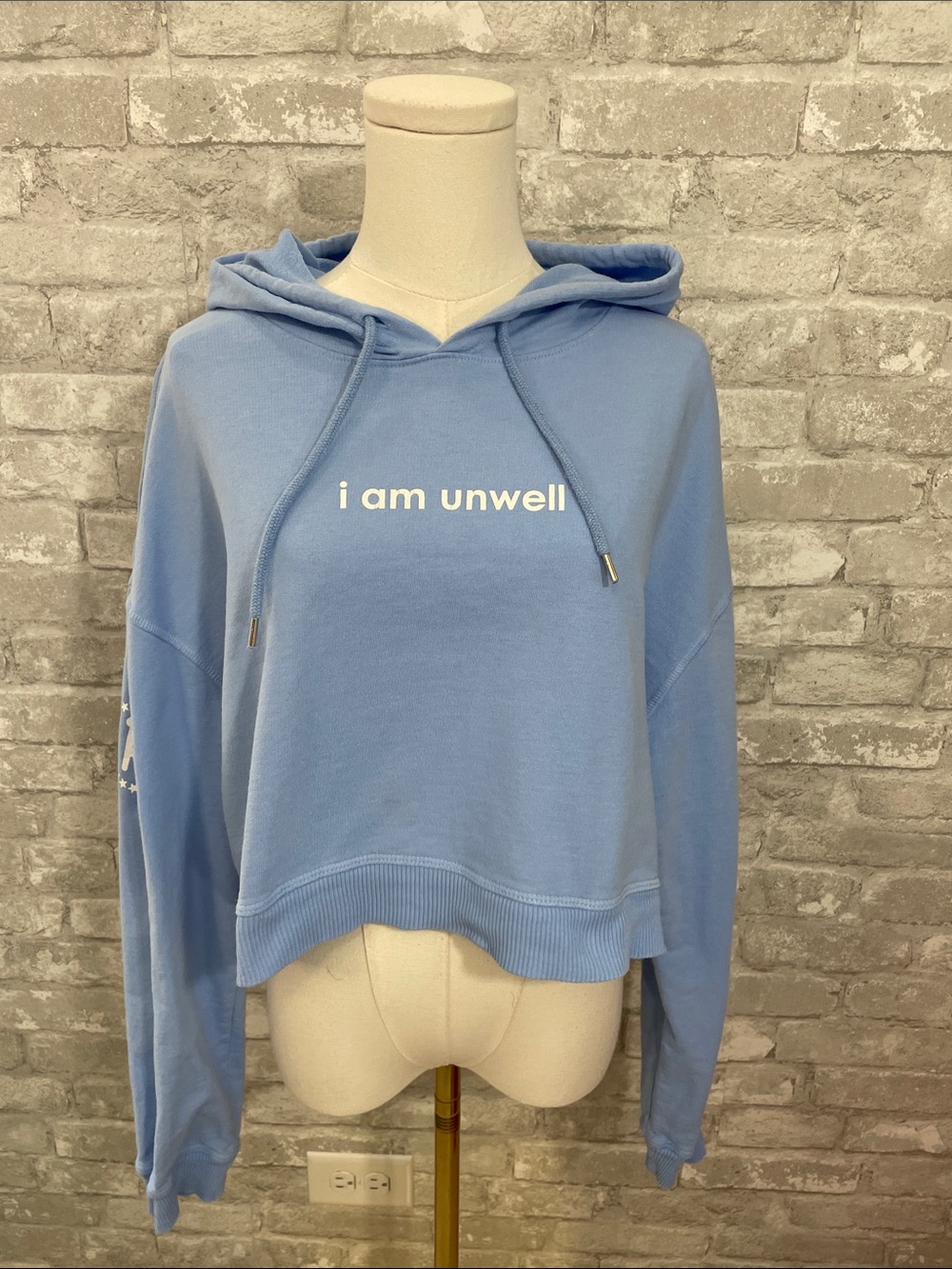 Barstool Chics Light Blue 'i am unwell' Cropped Hoodie